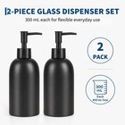 Garvee 2pcs Glass Soap Dispenser 300ml Refillable Pump Bottle Black Clear Lotion