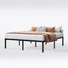 14 Inch Bed Frame Metal Platform Heavy Duty No Box Spring Black