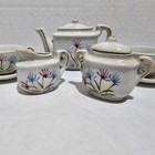 Vtg Child s 7pc Tea Set  Glazed Porcelain  Floral Design  Japan  A-57 See Note
