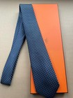 Hermes Blue Silk Tie -- All Over H Monogram Jacquard