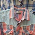 Lot Of 3 Mens Vintage Ss Western Cowboy Pearl Snap Shirt Wrangler Long T Estate