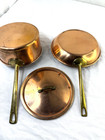 Vtg Copper Clad 1 5 Qt Pot Lid 8  Skillet Fry Pan Brass Handle 3 Rivets Freeship