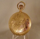 Agassiz 17j 14k Gold Filled Hunter Case Fancy Dial 18s Swiss Pocket Watch