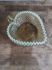 Fenton Opalescent Vaseline Hobnail Heart Dish Yellow Uranium Glows Brightly Euc