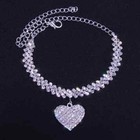 Silver Heart Charm Ankle Bracelet Anklet Foot Ankle Chain Bracelet  Bling  Party