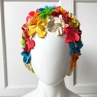 Vintage 1960s Rainbow Floral Swim Cap Colorful Rubber Petals Small medium