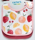 Carter   s Infant Girls 3 Pack Drool Bibs Pink Stawberry   Fruit Snap Closure