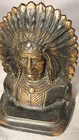 Antique Indian  Chief Head Bookends  Brass  Bronze Cast Iron  Over 5 Lbs Each
