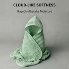 2 Pack Muslin Hooded Baby Bath Towels 100  Organic Cotton 32  X 32   grey Green 