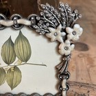 Enamel Rhinestone Jeweled Picture Frame Floral Cream Ribbon Six Trees- 3 5  X 5 