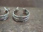 Native American Indian Sterling Silver 1 2  Twisted Hoop Earrings By Tahe