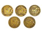 Lot Of 5 Old Argentina 5 Centavos Coins - 1940s Dates - Combined Ship