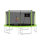 14ft Trampoline W safety Enclosure Net Spring Pad Ladder Basketball Hoop Outdoor
