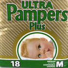 Ultra Pampers Plus Plastic Vintage Diapers Unopened Full Package 18 Size Medium