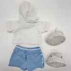 Build A Bear White Hoodie Light Blue Cotton Satin Shorts Shoes Teddy Outfit Read