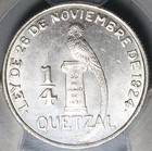 1949 8 Pcgs Ms 65 Guatemala 1 4 Quetzal Bird Silver Coin 25k Pop 3 0  25061802c 