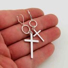 George Michael Cross Earring Sterling Silver Unisex Earring Hoop One Piece