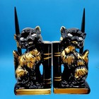 Vintage Black Cat Bookends Desk Set Gold Windsor Japan 1960s Mcm Gothic