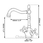 French Chrome Dual Cross Handle Sink Faucet Hot Cold Water Mixer Deck Mount Tap