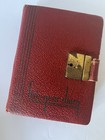 Vintage Late 30   s Early 40   s Girls Red And Black Leather 5 Year Diaries  No Keys