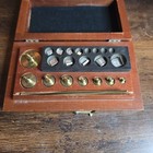 Antique Hopken   Son Apothecary Pharmaceutical Scale Brass Weight Tool Wood Box 