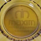Vintage Maxim Hotel Casino Las Vegas Round Amber Glass Retro Ashtray  q