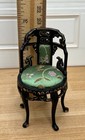 Vintage 1 12 Bespaq Asian Chair Wooden Upholstered Dollhouse Miniature Furniture