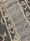 Antique Net Lace Table Or Dresser Runner 16 5  X 53   Flower Design  Ivory