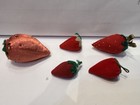 5 Vintage Silk  Cloth  Velvet Strawberry strawberries Pin Cushions
