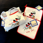 Norwegian God Jul Merry Christmas Set 46  Sq  Table Cloth Apron Pot Holders