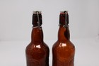 Grolsch Beer Bottle  Empty Brown Glass  Set Of 2 With Hinged Porcelain Caps Vtg