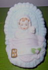 Vintage Enesco Imports Baby In Basket 1987 Figurine  3 5    Girl Made In Sri Lanka
