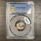 Ms67  1944 10c Mercury Silver Dime  Pcgs Trueview- Vivid Rainbow Toned