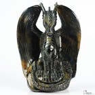 Gemstone 5 1  Blue   Gold Tiger s Eye Hand Carved Crystal Dragon Sculpture