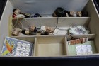 Vintage Antique Sewing Notions Box Cloth Covered 11  X 8  X 3 1 2  W  Notions