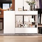 Glass-top Closet Organizer White Dressing Island Ample