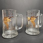 Canada Canadian Goose Geese Clear Glass Beer Mug Handle Front back Design 2 Set