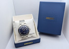 Seiko Kinetic 100m Blue Dial 5m82 Display Back 43mm Watch   New Capacitor   Box