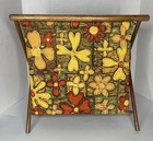 Vintage Wooden Folding Yarn Caddy Sewing Basket Knitting Holder   See Pics