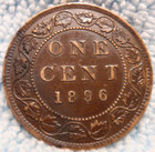 1896 Au-unc High Grade Canada Large Cent Victoria Coin Canadian
