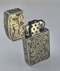 Vintage  800 Silver Engraved Nouveau Peruazzi Cigarette Lighter Case Zippo Italy