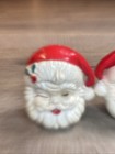 Vintage Retro Winking Santa Claus Heads Salt And Pepper Shakers Japan