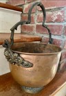 Antique French Hand Hammered Copper Pot Cast Iron Swing Handle C1920 Primitive