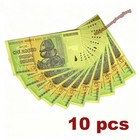 10 Pcs Zimbabwe  100 Trillion Dollar Gold Foil Note Banknote Money Collection