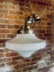 Vintage Restored Milk Glass 1930 s Art Deco Ceiling  Light Fixture School House