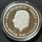 2025 1 Oz  9999 Silver Tuvalu Proof Mother Of Pearl Clouds Seals Northern Lights