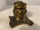 Antique Jb Jennings Bros Heavy Brass bronze Floral Etched Ink Well  116  signed 