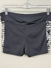 Bloch Womens Dance Shorts Size Medium Gray Black Floral Cross Waist Gym Fitness