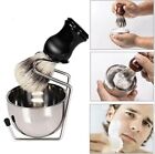 Shaving Kit 4pcs Shave Badger Brush Stand Soap Steel Bowl Mug Gift Set Beard