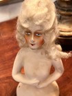 1920s Antique Art Deco German Chalkware Half Doll W Curl Hair   Great Makeup